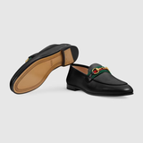 Giày Nữ Gucci Loafer Web Leather 'Black' 
