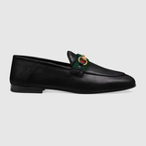  Giày Nữ Gucci Loafer Web Leather 'Black' 