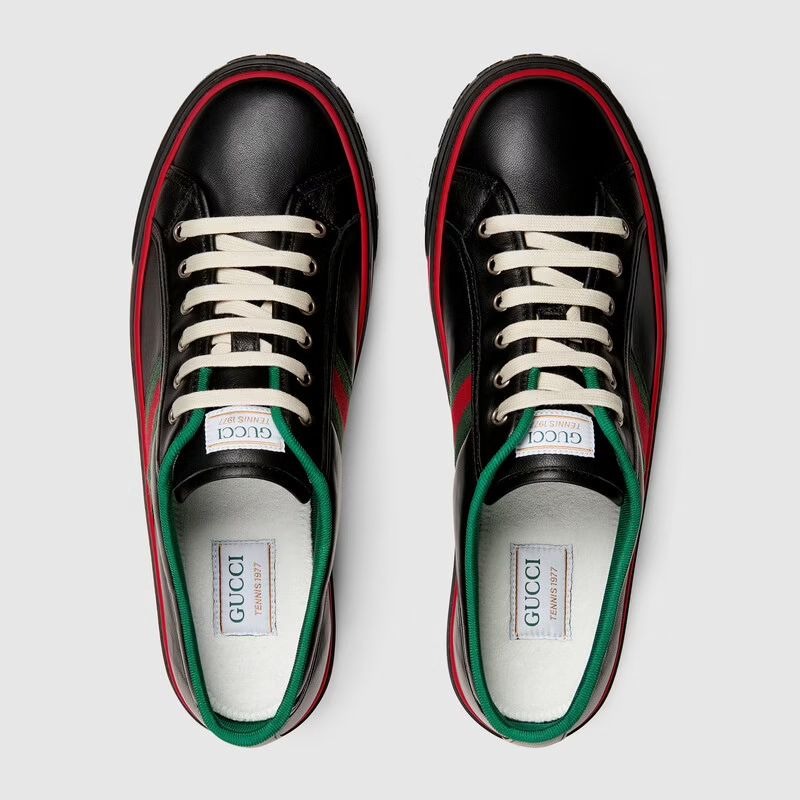  Giày Nam Gucci Tennis 1977 Sneaker Leather 'Black' 