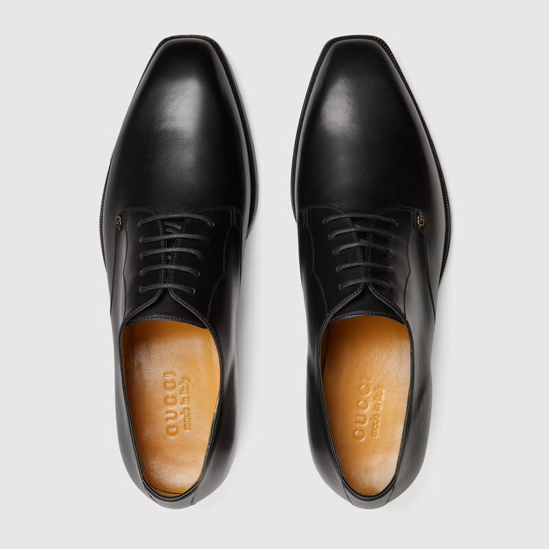  Giày Nam Gucci Lace Up Leather 'Black' 