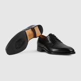  Giày Nam Gucci Lace Up Leather 'Black' 