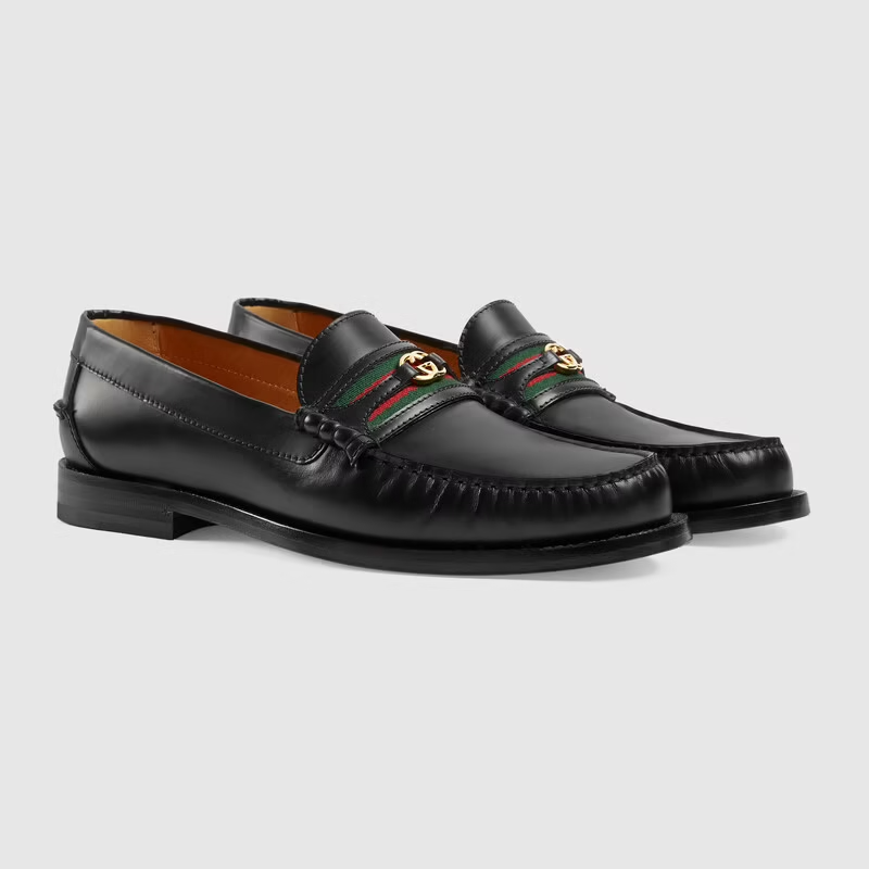 Giày Nam Gucci Loafer Interlocking G 'Black Leather' 644724-17X10