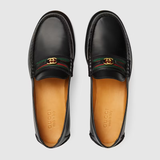  Giày Nam Gucci Loafer With Interlocking G 'Black Leather' 