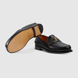  Giày Nam Gucci Loafer With Interlocking G 'Black Leather' 