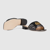  Dép Nữ Gucci Slide With Double G 'Black' 