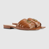  Dép Nữ Gucci Slide With Double G 'Brown' 