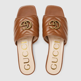  Dép Nữ Gucci Slide With Double G 'Brown' 