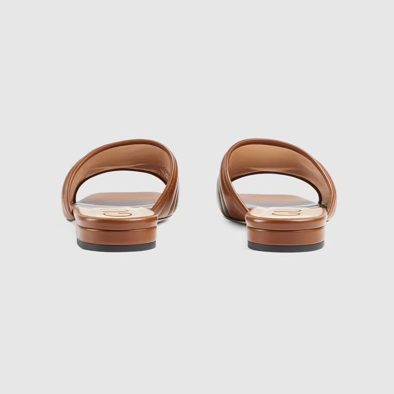  Dép Nữ Gucci Slide With Double G 'Brown' 