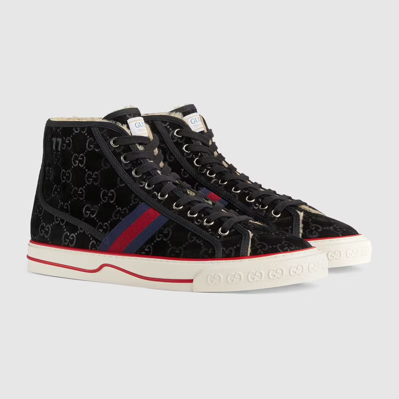  Giày Nam Gucci Tennis 1977 Sneaker 'Black Suede' 
