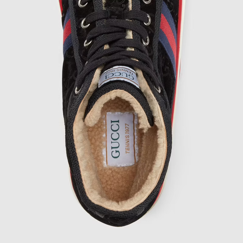  Giày Nam Gucci Tennis 1977 Sneaker 'Black Suede' 