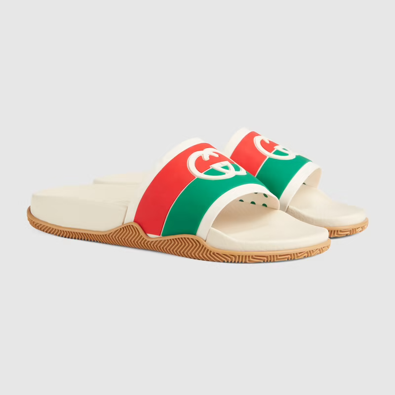 Dép Nam Gucci Interlocking G Slide Sandal 'Orange Green' 