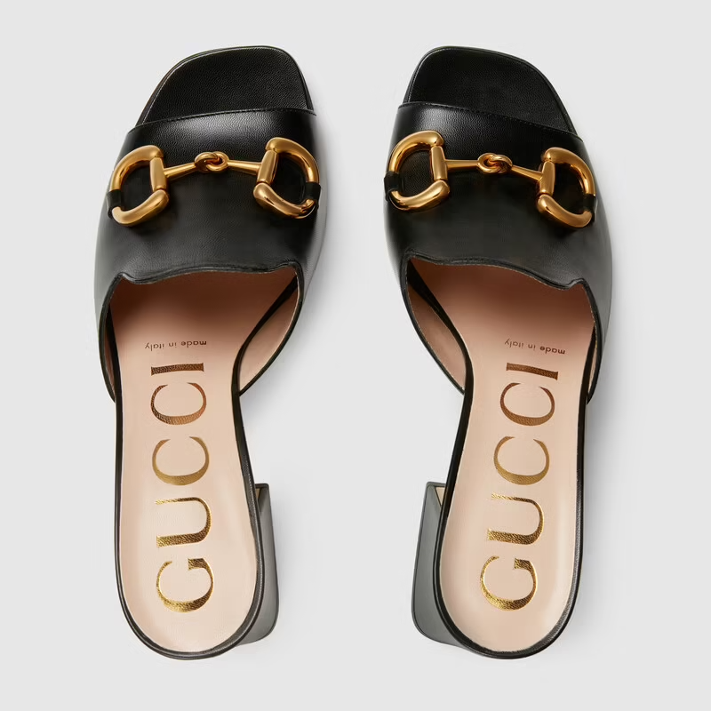  Dép Nữ Gucci Slide Sandal With Horsebit Leather 'Black' 