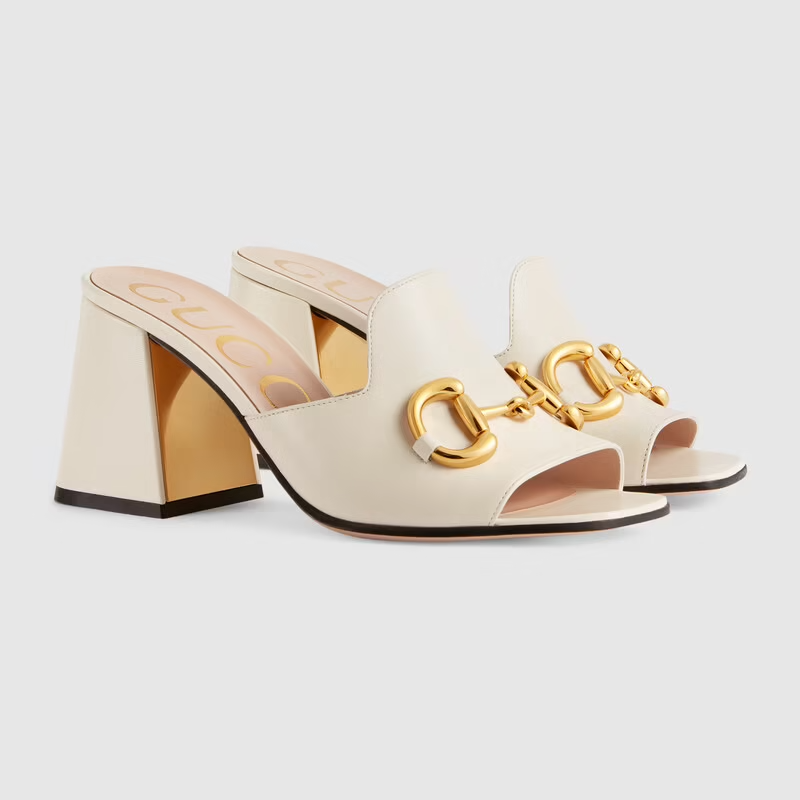  Dép Nữ Gucci Slide Sandal With Horsebit Leather 'White' 