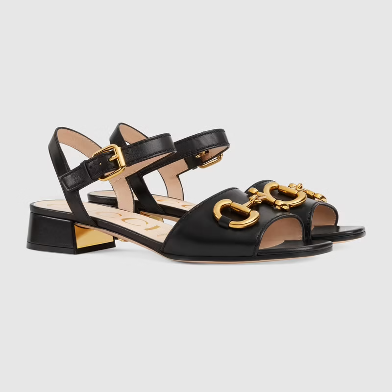  Dép Nữ Gucci Sandal With Horsebit Leather 'Black' 