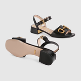  Dép Nữ Gucci Sandal With Horsebit Leather 'Black' 