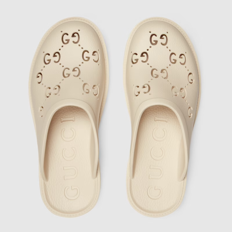  Dép Nam Gucci Slip On Sandal GG Rubber 'White' 