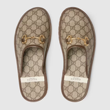  Giày Nam Gucci Slipper With Horsebit GG Supreme Canvas Leather 'Brown' 