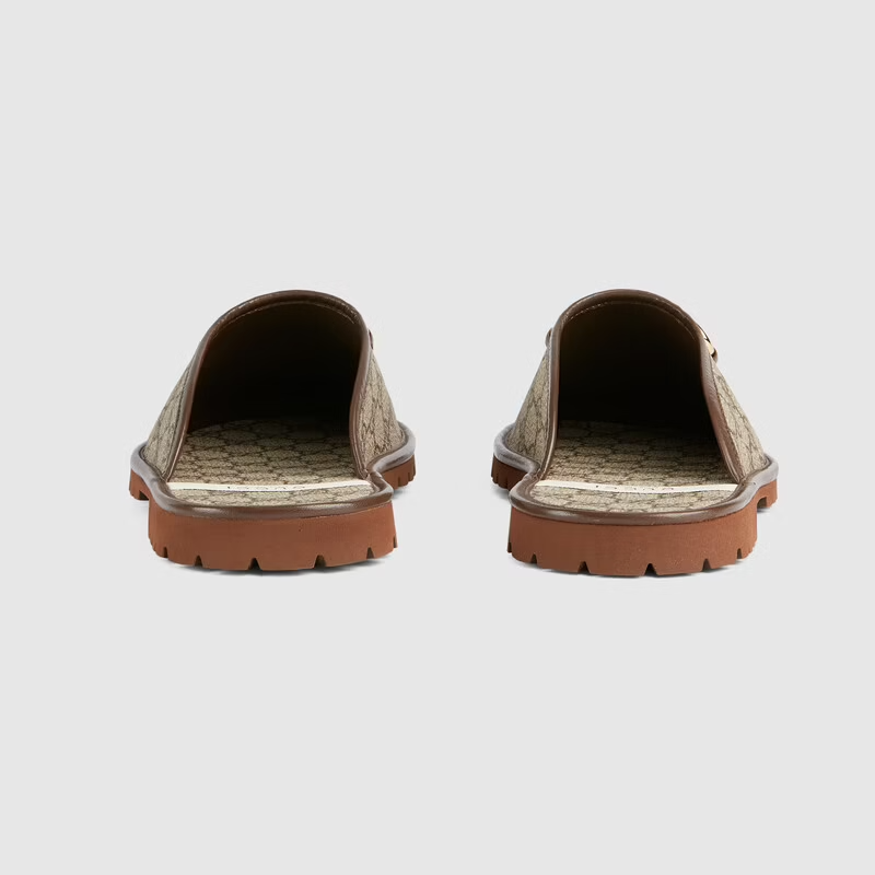  Giày Nam Gucci Slipper With Horsebit GG Supreme Canvas Leather 'Brown' 