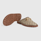  Giày Nam Gucci Slipper With Horsebit GG Supreme Canvas Leather 'Brown' 