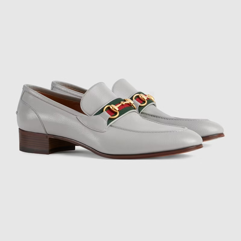  Giày Nam Gucci Loafer With Web 'Grey Leather' 