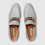  Giày Nam Gucci Loafer With Web 'Grey Leather' 
