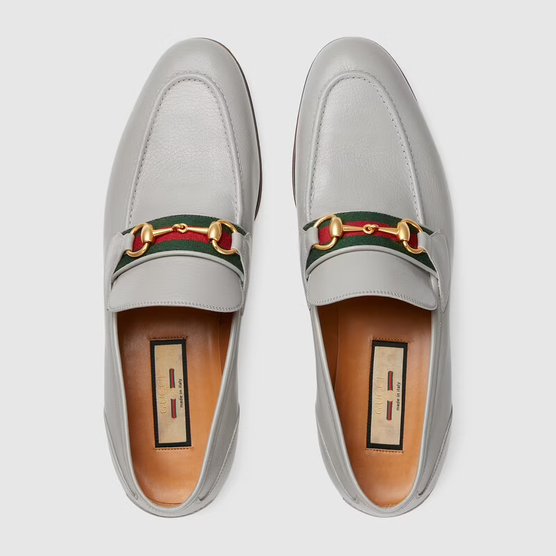  Giày Nam Gucci Loafer With Web 'Grey Leather' 