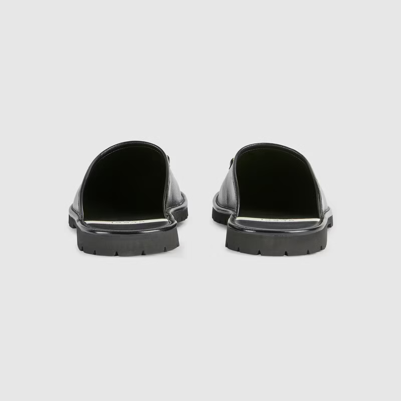  Giày Nam Gucci Slipper With Horsebit Leather 'Black' 