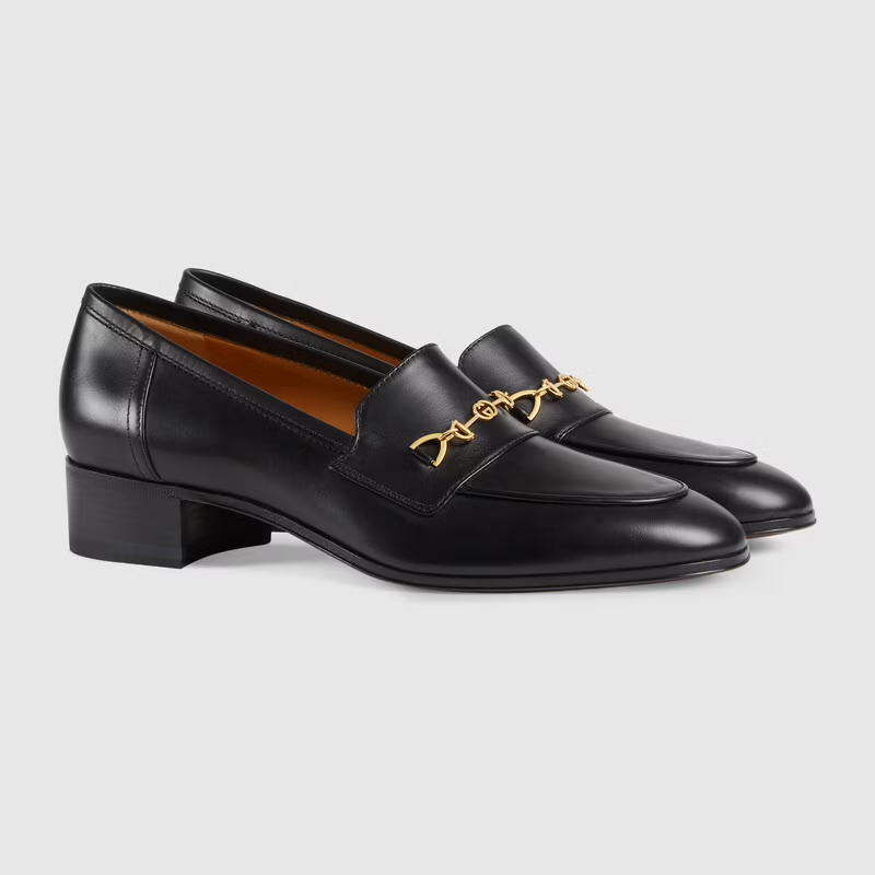  Giày Nữ Gucci Loafer Horsebit Leather 'Black' 