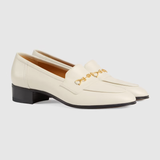  Giày Nữ Gucci Loafer Horsebit Leather 'White' 
