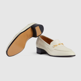  Giày Nữ Gucci Loafer Horsebit Leather 'White' 