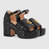  Giày Nữ Gucci Matelassé Platform Sandal 'Black' 