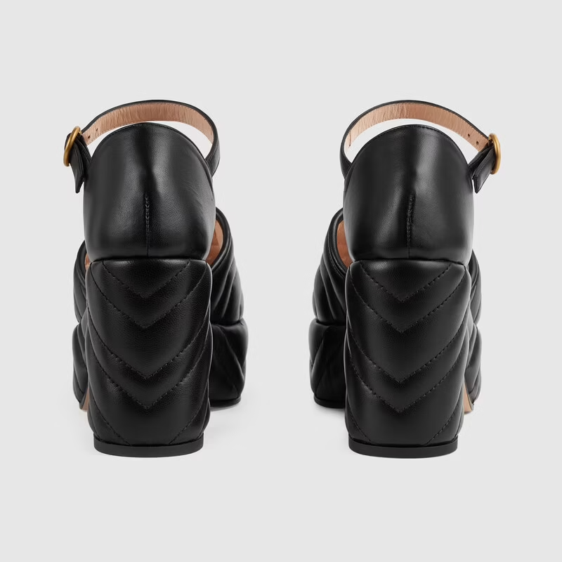  Giày Nữ Gucci Matelassé Platform Sandal 'Black' 
