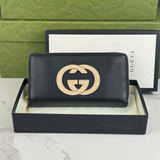  Ví Nữ Gucci Logo Round Zipper Long 'Black' 