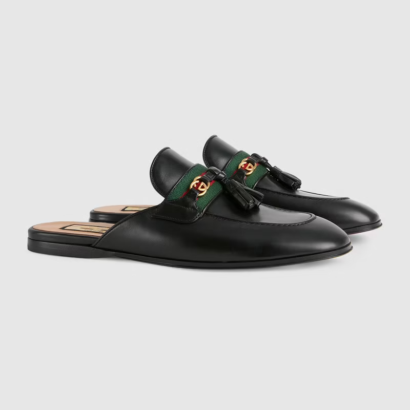  Giày Nữ Gucci Slipper With Tassels Leather 'Black' 