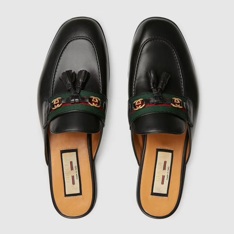  Giày Nữ Gucci Slipper With Tassels Leather 'Black' 