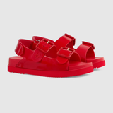  Dép Nữ Gucci Sandal With Mini Double G 'Red Rubber' 