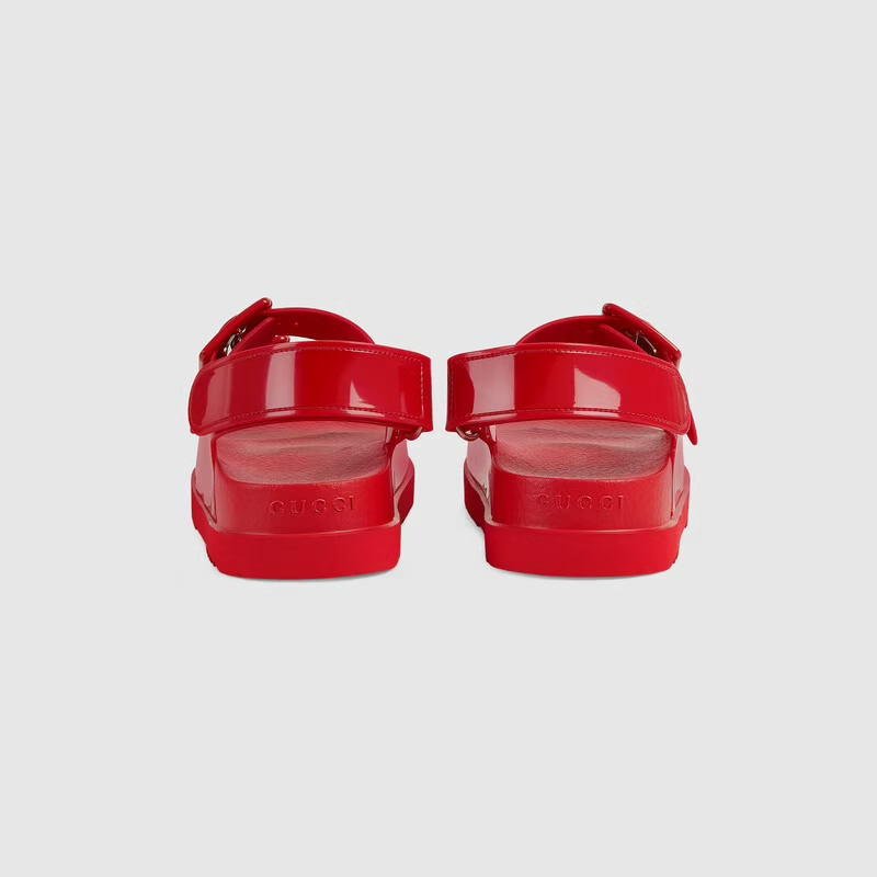  Dép Nữ Gucci Sandal With Mini Double G 'Red Rubber' 