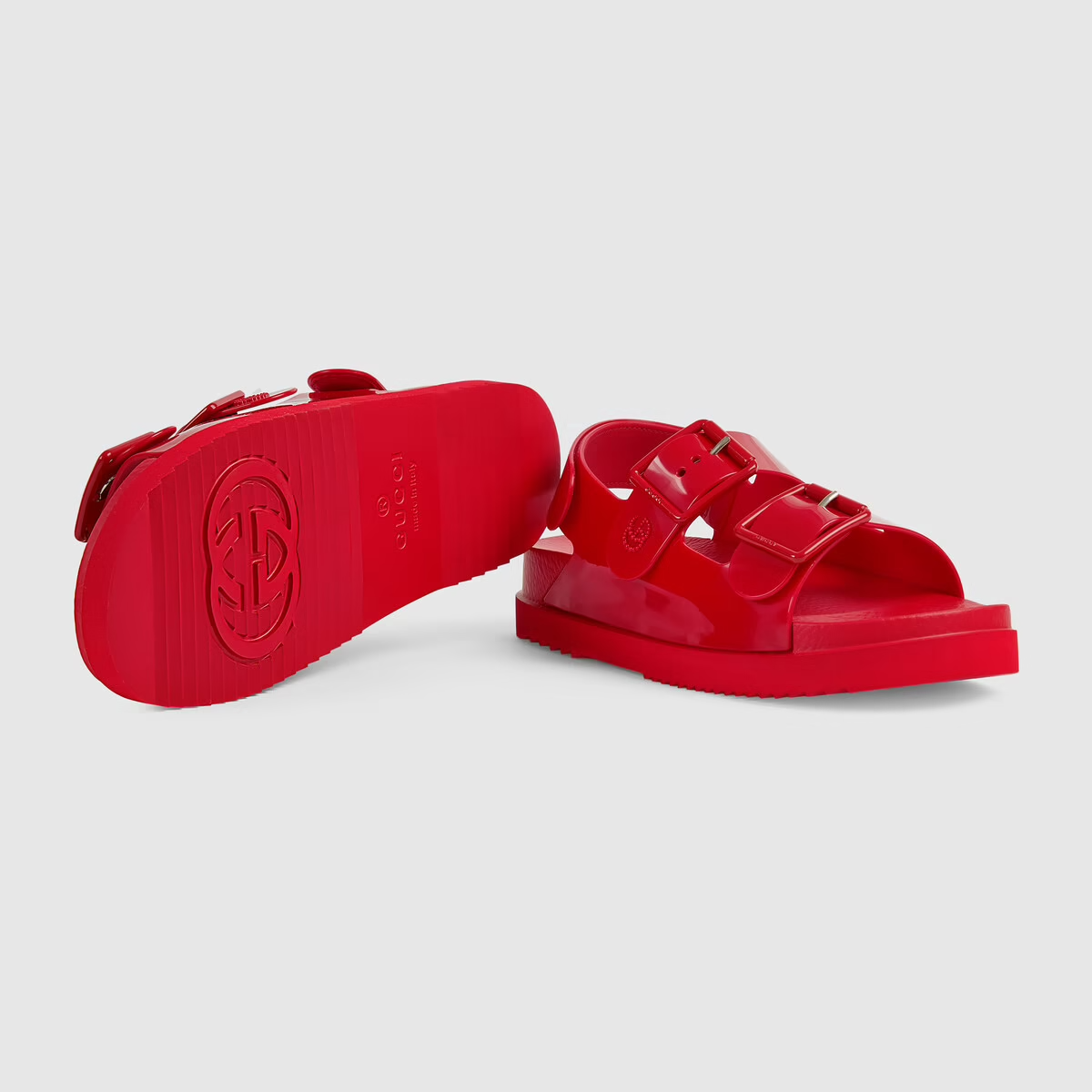  Dép Nữ Gucci Sandal With Mini Double G 'Red Rubber' 