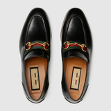  Giày Nữ Gucci Loafer Horsebit Web Leather 'Black' 