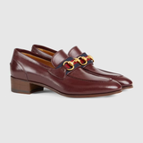  Giày Nữ Gucci Loafer Horsebit Web 'Deep Red' 