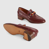  Giày Nữ Gucci Loafer Horsebit Web 'Deep Red' 