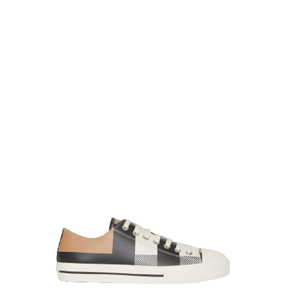  Giày Nam Burberry Check Print Leather Sneakers 'Camel' 