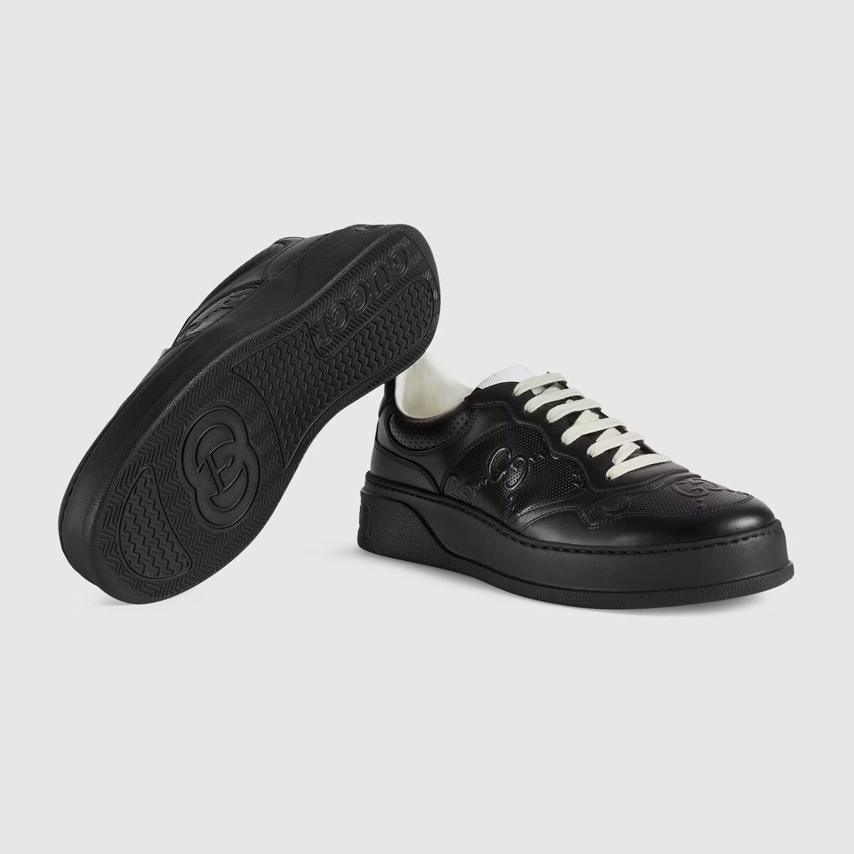  Giày Nam Gucci GG Embossed Leather 'Black' 