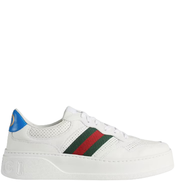  Giày Nam Gucci Sneaker With Web Leather 'White' 