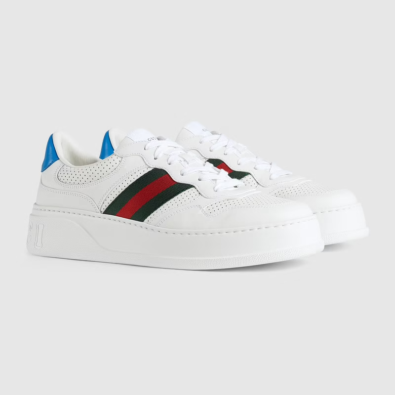  Giày Nam Gucci Sneaker With Web Leather 'White' 