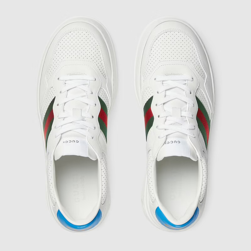  Giày Nam Gucci Sneaker With Web Leather 'White' 