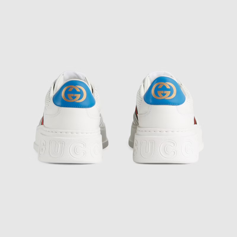  Giày Nam Gucci Sneaker With Web Leather 'White' 
