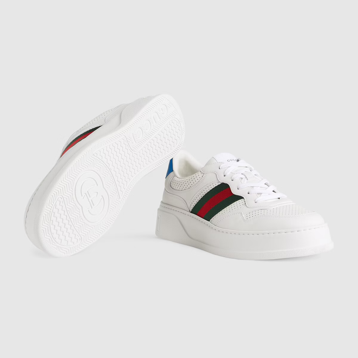  Giày Nam Gucci Sneaker With Web Leather 'White' 