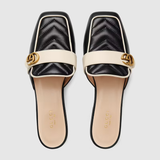  Giày Nữ Gucci Slipper With Double G Leather 'Black' 