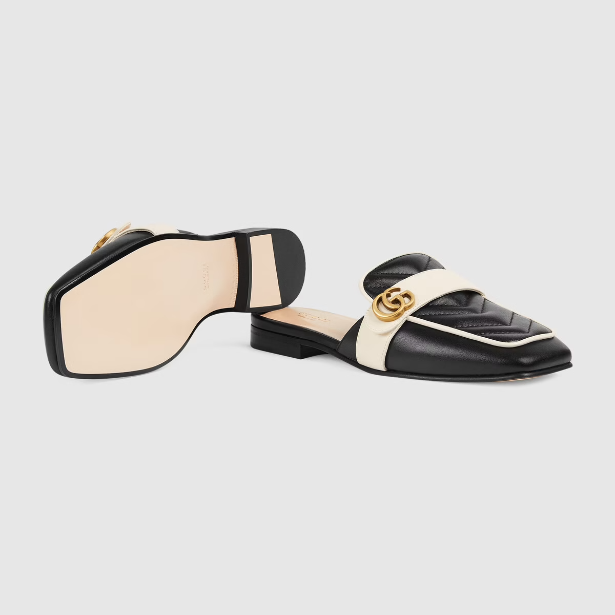  Giày Nữ Gucci Slipper With Double G Leather 'Black' 